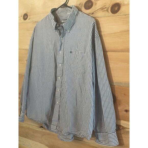 Izod Men's Plaid Button Down Long Sleeve Shirt. Blue/White. Size XXL - Picture 2 of 7